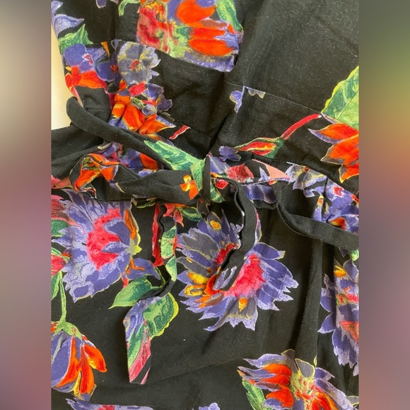 Chai floral printed strapless tie waist rouched back mini dress womens s Small - Picture 3 of 6